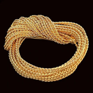 Vtg Brooch Napier 2 inch 1960’s Twisted Rope Gold Tone Knot Pin  Signed Feminine